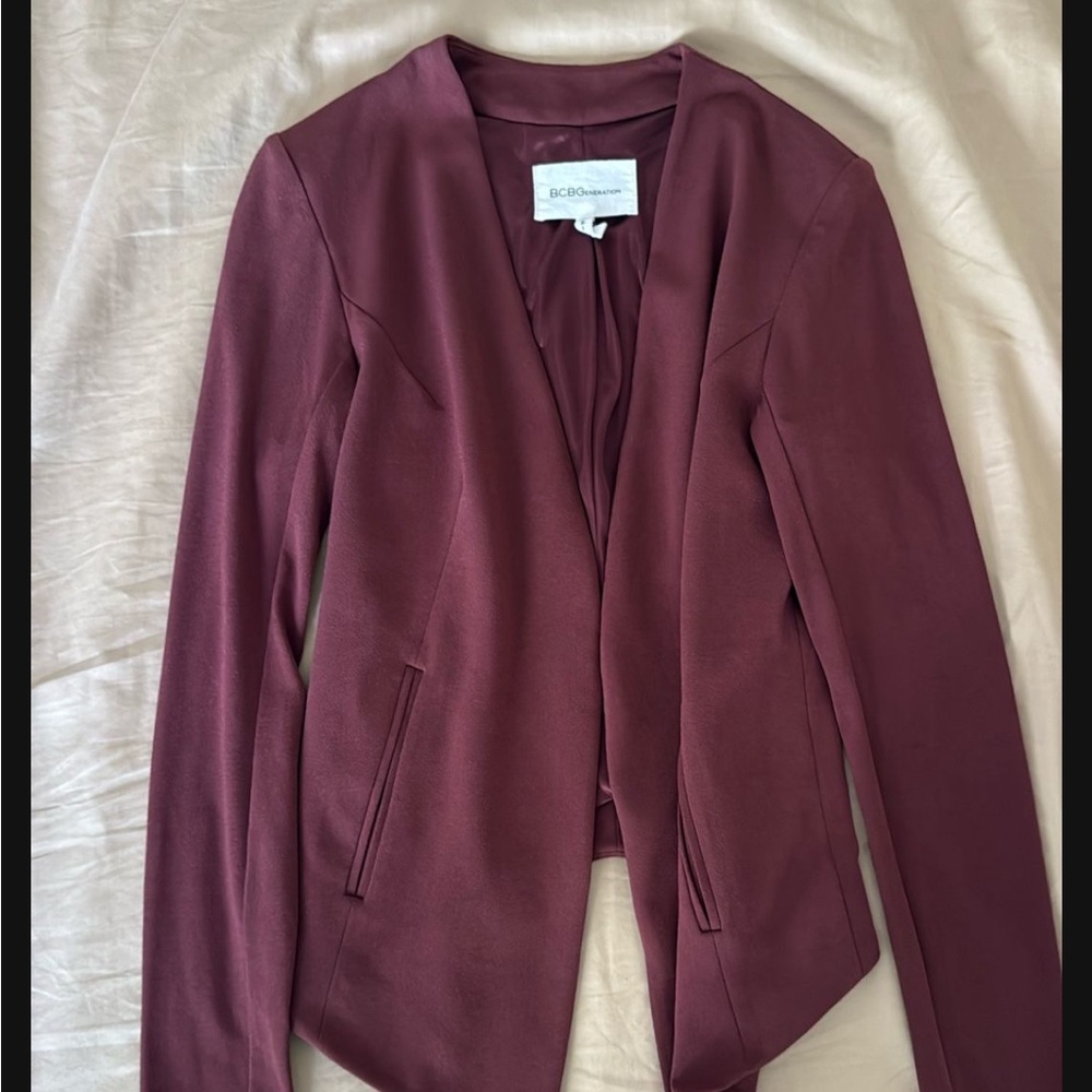BCBGeneration Red Blazer Tailored Open-Front Design